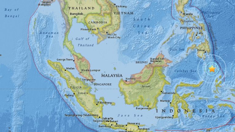 earthquake off indonesia philippines usgs