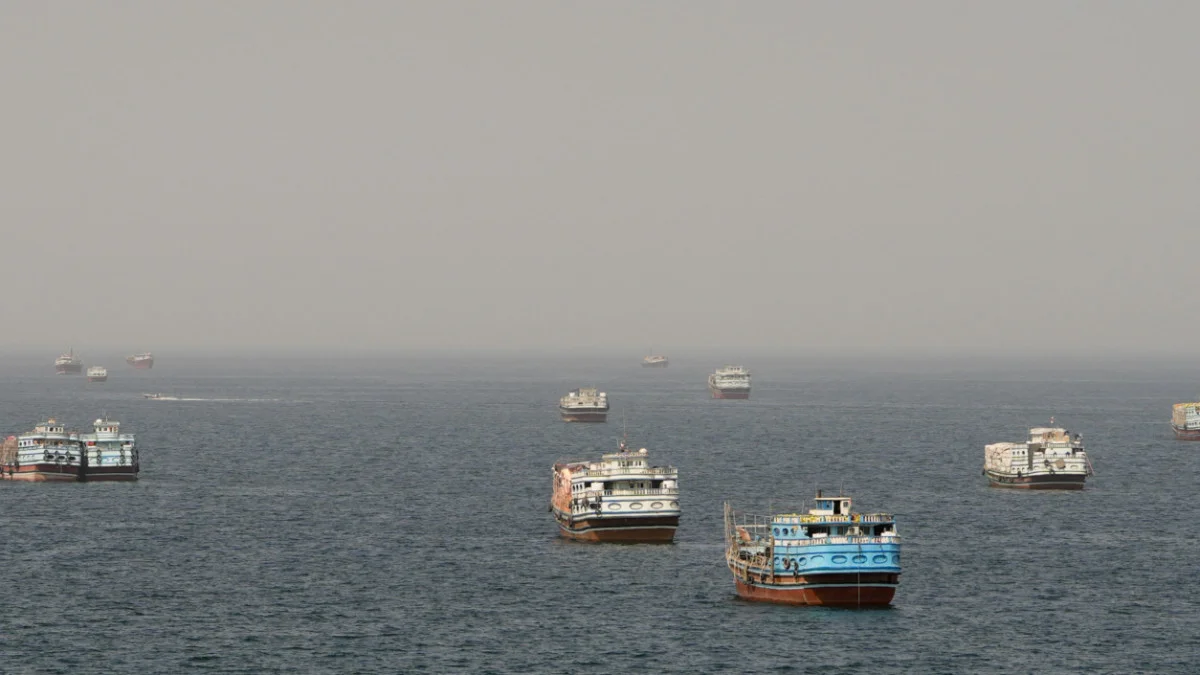 Vessels are seen in the Strait of Hormuz