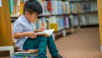 Small boy reading