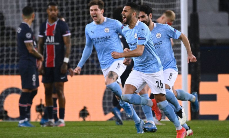 mahrez goal man city psg ucl
