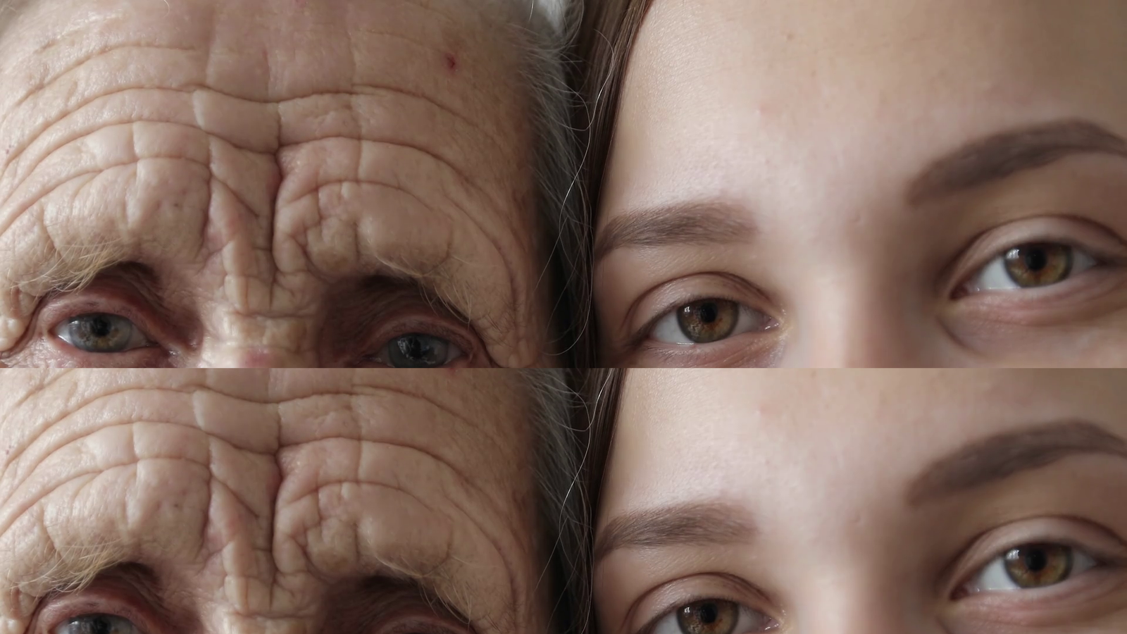 videoblocks old and young face grandmother and granddaughter looking together at camera close up 4k scrchzzbw thumbnail full01